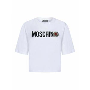 [MOSCHINO] 여성 티셔츠 화이트 코튼 크롭 위드 로고 프린트 070454411001 /8