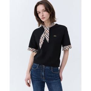 닥스 골프 여성 24SS 클리어런스스테디셀러체크 스카프 코튼 블렌드 반팔티셔츠 (BLACK) WNTS4B077BK