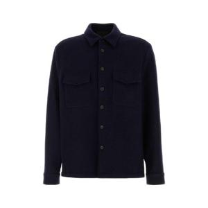 PRADA 미드나잇 블루 울 블레드 셔츠 SC787SOOO1Y5V F0008