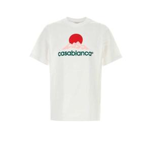 카사블랑카 남성 화이트 면 반팔 티셔츠 MPF25JTS00103 CASBLAMON