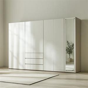 우아미가구 루엘 LPM 2800 옷장 이불장 3서랍 거울 옷장 세트