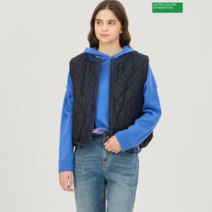 베네통 트로페 데님 배색 패딩 베스트 BAJP67461