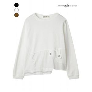 [나인식스뉴욕]라운드넥 트리플 라인 언발 티셔츠 (NP9TS002M0)