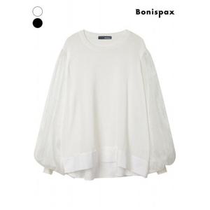 [보니스팍스]실키 퍼프 소매 루즈핏 블라우스 (XP9SH001M0)