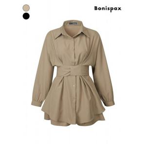 [보니스팍스]와이드 벨티드 셔링 셔츠 투피스 (XP8ST001M0)