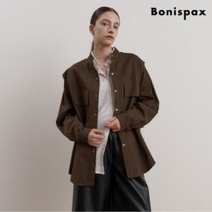 [보니스팍스]노카라 레이어드 오버핏 코튼 자켓 (XP3JK022L0)
