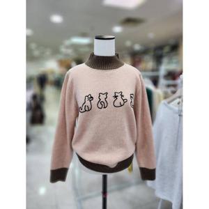 스테파니 세이브존08 반목 배색 냐옹 니트 N24NW4428