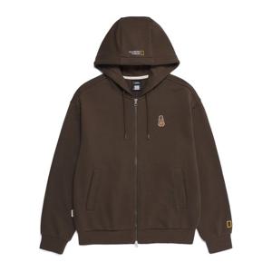 N253UFT010 동물 와펜 후드 집업 BROWN