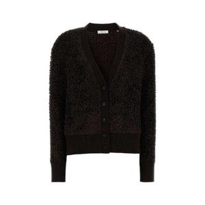 SALVATORE FERRAGAMO Dark brown boucle cardigan 13H752788431 DARKEXPRESSO