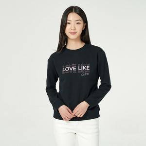 [잠뱅이]여성) LOVE LIKE 아트웍 보스쮸리 맨투맨_DN4WTS786-BK