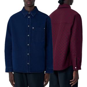 25 FW 구찌 GG 모티프 리버시블 포켓 울 코튼 셔츠 네이비레드 835282 XDDB6 4447