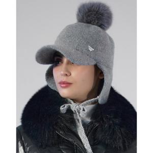 닥스 골프 여성 25FW PREMIUM 그레이 메탈사 FUR 방울 니트캡 DNHE5F754G2