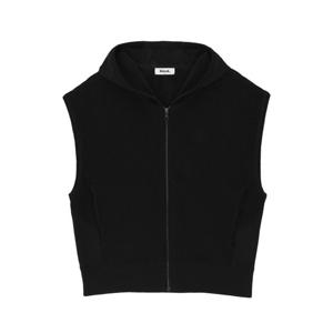 볼빅 여성 조직 믹스 후드 풀집업 니트 베스트 VLKVP802_BK_KD