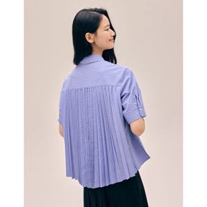 [나이스클랍] N253MWB713 스트라이프 플리츠 셔츠 블루