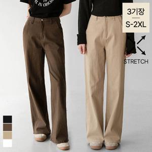 [진에비뉴] 넛츠 스판 와이드 코튼 팬츠 허리밴딩 4컬러 3기장 S-2XL