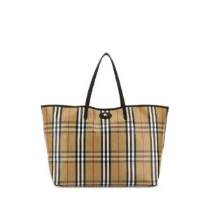 BURBERRY Embroidered canvas large Highlands shopping bag 8112186 B9368