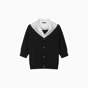 [시슬리]우븐 패치 가디건형 니트SAKP40531