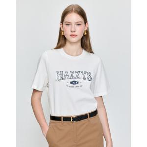 헤지스 여성 25FW H.Toile 뜨왈 클래식핏 그래픽 티셔츠 화이트 HSTS5C803WT