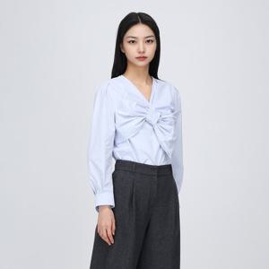 [TAG 199000원][케네스레이디] 프론트 리본타이 라운드넥 블라우스 EWBLPC0100