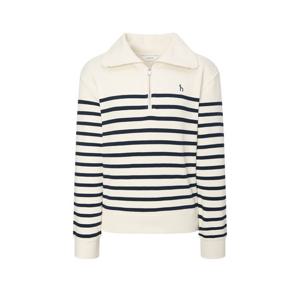 헤지스 여성 25FW 아이코닉 루즈핏 스트라이프 반집업 스웨트셔츠 아이보리 HSTS5D802IV