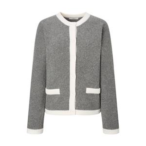 헤지스 여성 25FW 알파카 블렌디드 배색 라운드넥 가디건 그레이 HSSW5D905G2