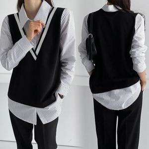 [아이우먼]위쉬몰 BS 줄셔츠배색요꼬베스트(C576H509) 빅사이즈
