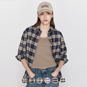 지오다노 345911 여성 루즈핏 플란넬 셔츠 체크 남방 05345911