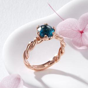[비앤비골드] 14K 런던블루토파즈 커브 트위스트 반지 SRS42170