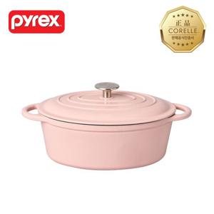 [정가 149,000원]파이렉스 주물 타원 양수 27cm 핑크+뚜껑