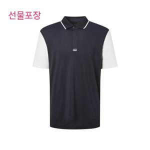 [헤지스골프] 네이비 남성 소매 배색 반팔 카라 티셔츠HUTS5B413N3
