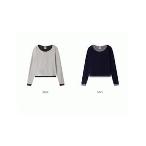 [후아유] 여성용 레이어드 헨리넥 티셔츠 / Layered Henry Neck Long Sleeve T-Shirt WHLAF4891F