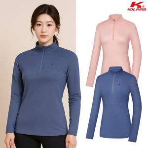 콜핑 여성 신축 스트라이프 등산 긴팔 반집업 티셔츠 KSC042ST1W