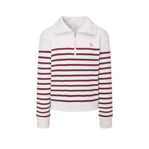 헤지스 여성 25FW 아이코닉 루즈핏 스트라이프 반집업 스웨트셔츠 멜란지그레이 HSTS5D802G1