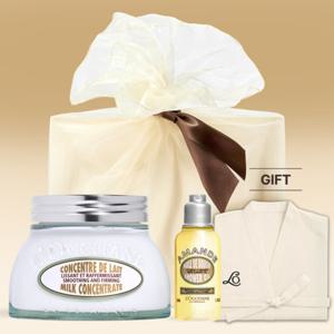 록시땅 [기프트] 아몬드 밀크 컨센트레이트 200ml 세트(+디럭스 1종+릴랙싱 가운)