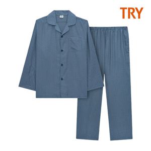 [트라이] 남성 긴팔 주자 나염 파자마 J52