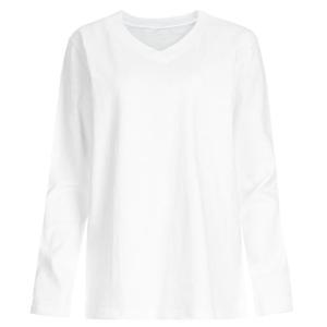 [샵앤]여성 베이직 브이넥 슬라브 면 국산 긴팔 티셔츠 DAI-WSH-1056-화이트