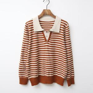 [샵앤]이중 단가라 여성 카라넥 간절기 데일리 긴팔 니트 티셔츠 DGB-WKN-2680-오렌지