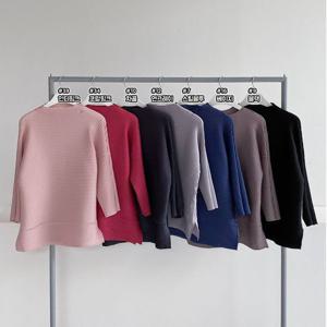 [샵앤]국산 여성 샤인 보트넥 간절기 가을 8부소매 주름 티셔츠 BLE-WSH-2624