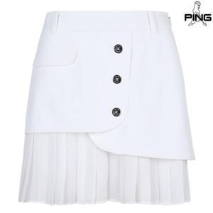 [핑골프][양말증정]여성 랩 버튼 플리츠 큐롯 스커트 121D2PC751_WH