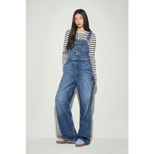 [타미진] T32F0NED39TWT1 1BK 여성 뺏지로고 데님 오버롤 팬츠 PG