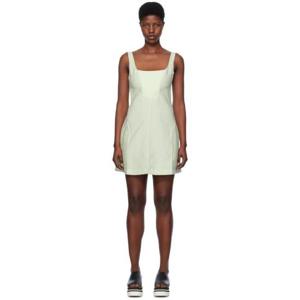 25 FW Stella McCartney 여성 그린 리넨 미니 드레스 241471F052002