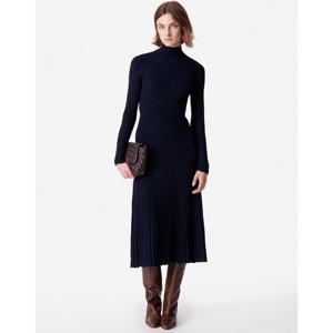 바네사브루노 24FW 시즌오프 다크네이비 울혼방 골지 터틀넥 긴팔원피스 VIDR4F210N3