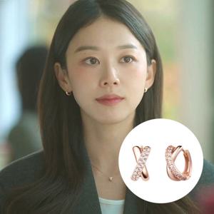 [스톤헨지][김지원, 이주명 착용/스톤헨지] 크로싱 14K 원터치 큐빅 귀걸이 SA24C31F