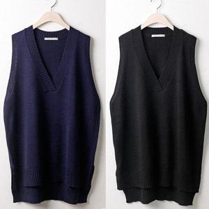 [시드마켓]브이 언발 박시 니트 조끼 312w120S 빅사이즈 502