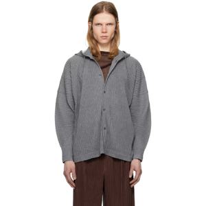 25 FW Homme Plisse Issey Miyake 남성 그레이 헤더 플리츠 후드티 251729M180007