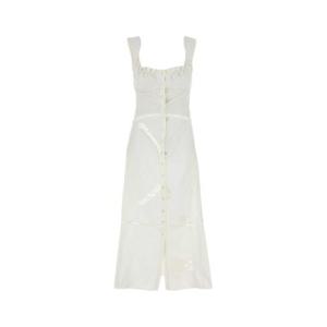 마린세르 여성 화이트 면 미디 드레스 WDR278BUWOV0007 WH10