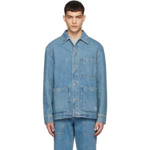 Maison Kitsune 청자켓 블루 워크웨어 데님 재킷 241389M177002