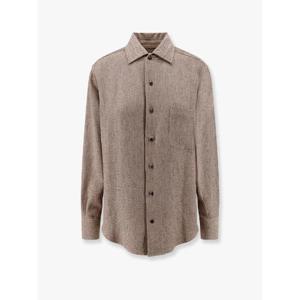 LORO PIANA Andre linen shirt with herringbone motif FAP3874