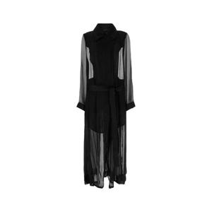 ANN DEMEULEMEESTER 블랙 크레이프 조르진 트렌치코트 2301WCO50FA239 099