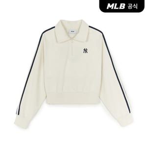 [MLB공식] 25F 여성 바시티 스포티브 컬시브 반집업 맨투맨 NY (Cream) 3FMTV1354